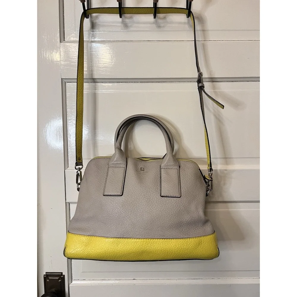 kate spade new york Colorblock Satchel Yellow Beige Striped Interior Large